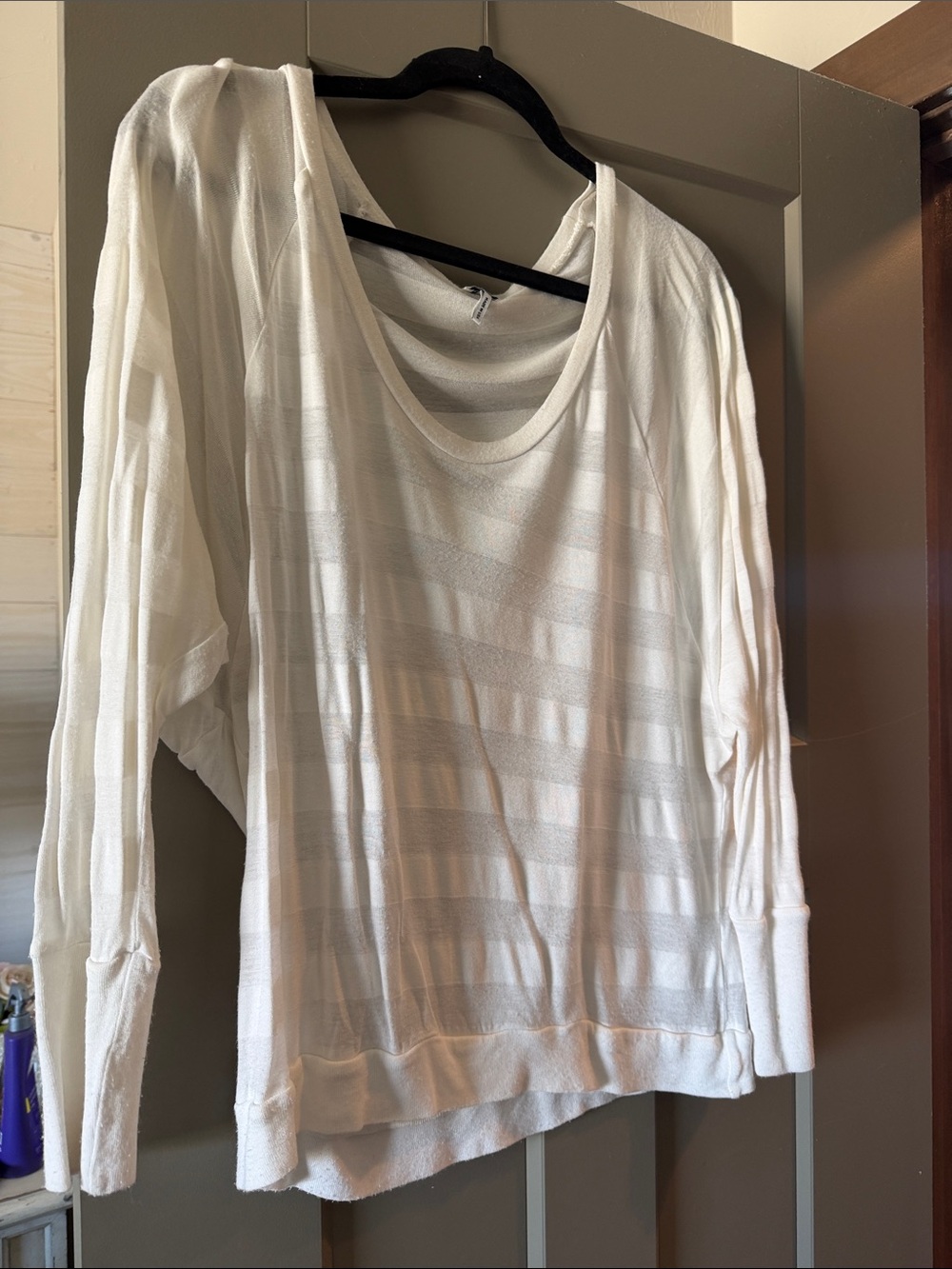 Splendid White Scoop Neck Lightweight Stripe Knit Top